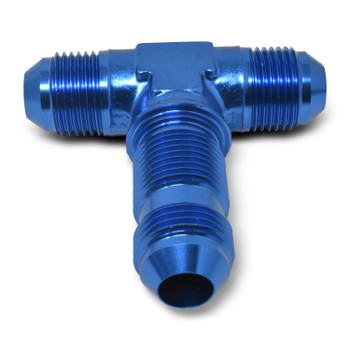 Russell AN Flare Bulkhead Tee Adapter Fitting - Blue