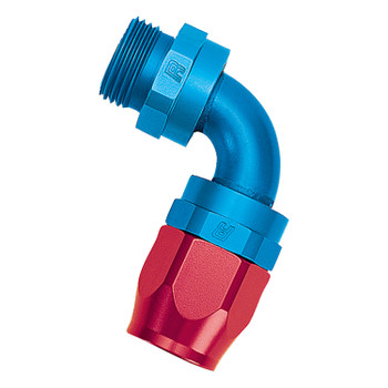 Russell AN 90 Degree Radius Port Hose End To O-Ring Boss - Red/Blue