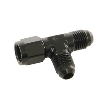 Russell -6 AN Tee Male Swivel on Side to Female Adapter Fitting - Black