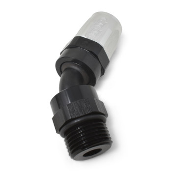Russell -8 AN to -10 AN ORB 45 Degree Radius Port Hose End To O-Ring Boss - Black/Silver (612423)