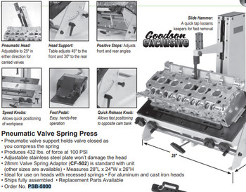 Goodson Pneumatic Valve Spring Compressor Bench PSB-5000