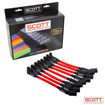 Scott Performance Wire LS Standard/Car Spark Plug Wire Sets 8.5" 45-Degree High-Temp. Scott Performance Wire LS Standard/Car Spark Plug Wire Sets 8.5" 45-Degree High-Temp.