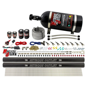 Nitrous Outlet LS/LT Direct Port Wet System E85 w/Dual Rails/10lb Bottle 00-10474-E85-L-R-10