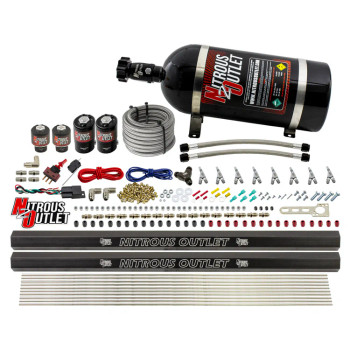 Nitrous Outlet LS/LT Direct Port Wet System Alcohol w/Dual Rails/10lb Bottle 00-10474-ALC-L-R-SBT-10
