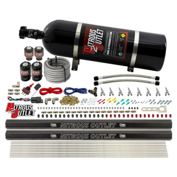 Nitrous Outlet LS/LT Direct Port Wet System Alcohol w/Dual Rails/15lb Bottle 00-10474-ALC-L-R-SBT-15