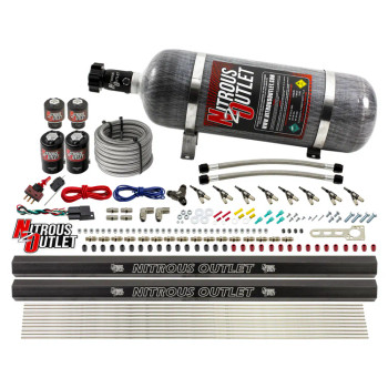 Nitrous Outlet LS/LT Direct Port Wet System Alcohol w/Dual Rails/12lb Bottle 00-10474-ALC-H-R-12