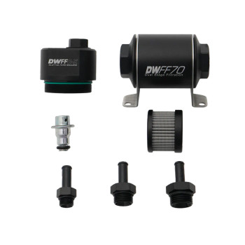 DeatschWerks 70mm Billet Fuel Filter Regulator w/10 Micron Filter 3/8" Fittings 8-FFR-070-010K-38