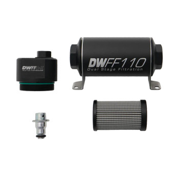 DeatschWerks 110mm Billet Fuel Filter Regulator w/ 10 Micron Filter 8-FFR-110-010K