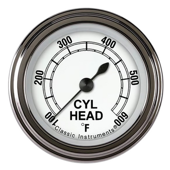 Classic Instruments Classic White 2 1/8" Cylinder Head Temp. Gauge CW197SLF (CW197SLF)