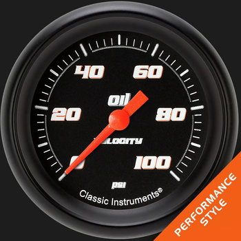 Classic Instruments Velocity Black 2 5/8" Oil Pressure Gauge VS381BBPF