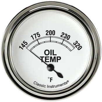Classic Instruments White Short Sweep 2 5/8" Oil Temperature Gauge CW228SLF