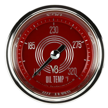 Classic Instruments V8 Red Steelie 2 1/8" Oil Temperature Gauge V8RS128SHC
