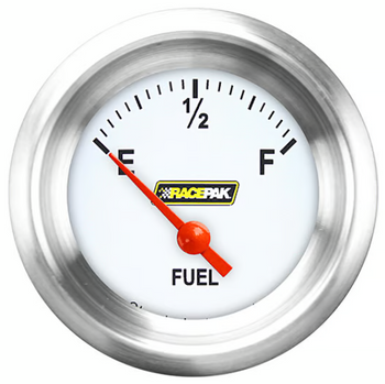 Racepak 2-1/8" Short Sweep Fuel Level Gauge White w/ Flat Glass Lens RP12WAPF (RP12WAPF)