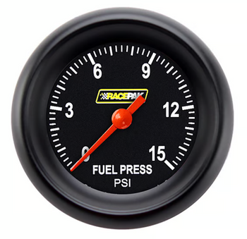 Racepak 2-1/8" Full Sweep Fuel Pressure Gauge Black w/ Flat Glass Lens RP145BBPF