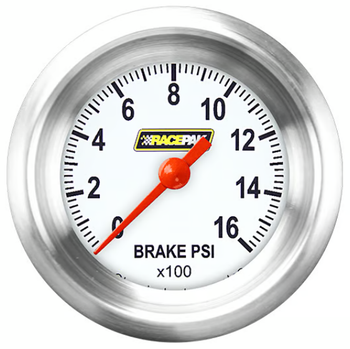 Racepak 2-1/8" Full Sweep Brake Pressure Gauge White w/ Flat Glass Lens RP167WAPF