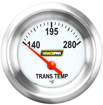 Racepak 2-1/8" Short Sweep Transmission Temp Gauge White w/ Flat Glass Lens RP27WAPF (RP27WAPF)
