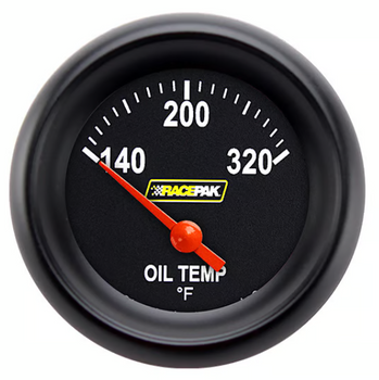 Racepak 2-1/8" Short Sweep Oil Temp Gauge Black w/ Flat Glass Lens RP28BBPF