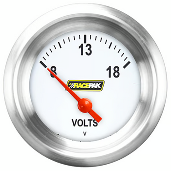 Racepak 2-1/8" Short Sweep Volt Gauge White w/ Flat Glass Lens RP30WAPF