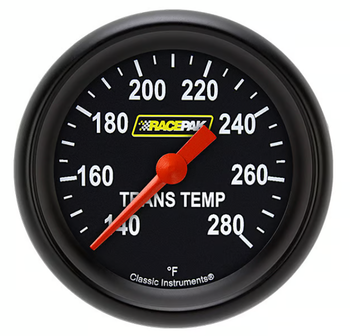 Racepak 2-5/8" Full Sweep Transmission Temp Gauge Black w/ Flat Glass Lens RP327BBPF (RP327BBPF)