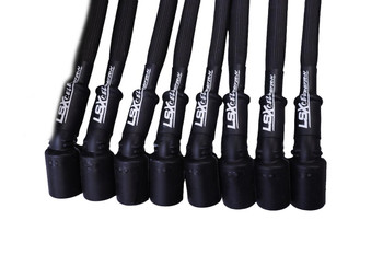 LSXceleration 14.5" 45-Degree Spark Plug Wire Set Black - Coil Relocation (38-300-14-45-BK)
