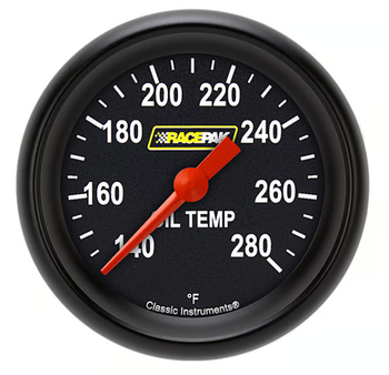 Racepak 2-5/8" Full Sweep Oil Temp Gauge Black w/ Flat Glass Lens RP328BBPF (RP328BBPF)