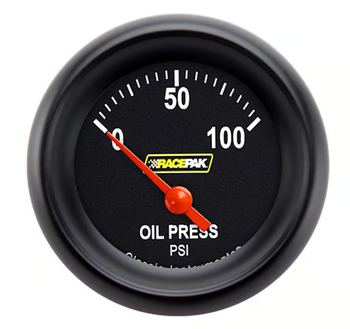 Racepak 2-1/8" Short Sweep Oil Pressure Gauge 100 PSI Black w/ Flat Glass Lens RP81BBPF