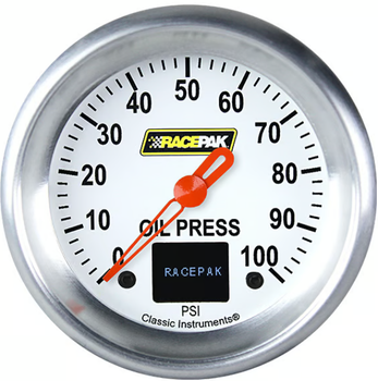 Classic Instruments Racepak 2-5/8" Oil Pressure Gauge White 250-CI-381WA (250-CI-381WA)