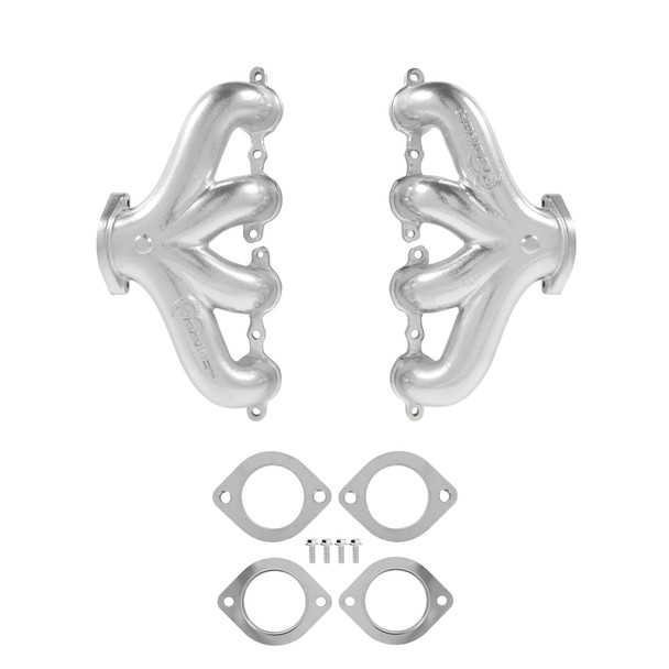 Hooker Blackheart LS Swap Gen III/IV Exhaust Manifolds Central Dump - Silver Ceramic Finish 8504-1HKR