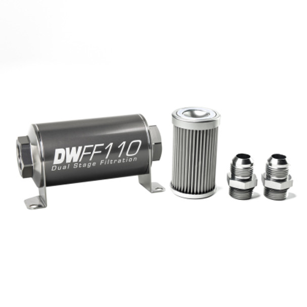 DeatschWerks 110mm In-line Fuel Filter 10 micron w/ Housing Kit 8-03-110-010K-10