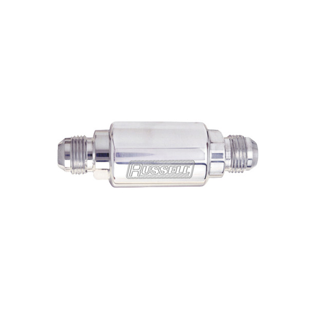 Russell 3" 6 AN x 3/8" NPT Inline Fuel Filter - Polished (650200)