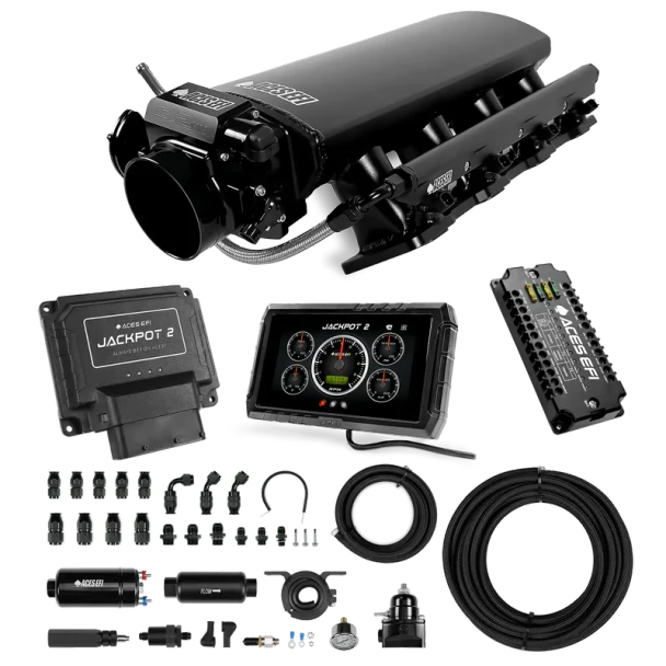 Aces Jackpot 2 LS EFI Master Kit 255 In-line Pump System w/40' PTFE Hose DBC & Manual Trans - Cathedral Port