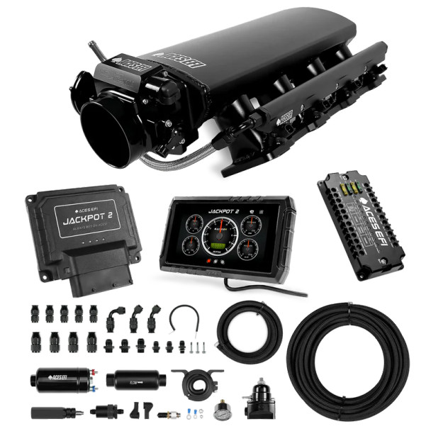 Aces Jackpot 2 LS EFI Master Kit 255 In-line Pump System w/40' PTFE Hose DBC & Trans Control - Rectangle Port