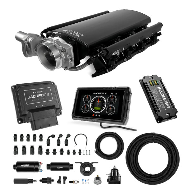 Aces Jackpot 2 LS EFI Master Kit 255 In-line Pump System w/40' PTFE Hose DBW & Manual Trans - Rectangle Port
