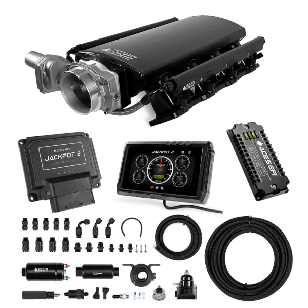 Aces Jackpot 2 LS EFI Master Kit 255 In-line Pump System w/40' PTFE Hose DBW & Trans Control - Rectangle Port