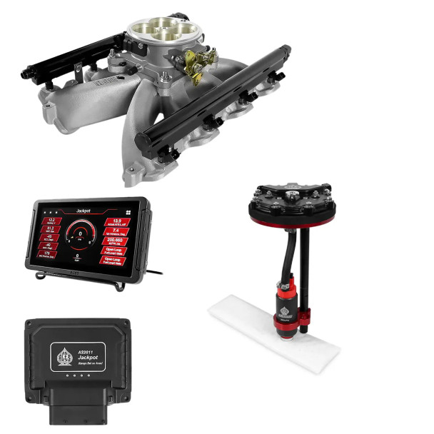 Aces Jackpot LS EFI Master Kit Tank Conversion Pump w/Internal Regulator, 20' PTFE Hose Kit DBW & Manual Trans - Cathedral Port