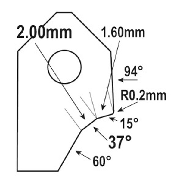 Goodson Valve Seat Cutter Blade 15º / 37º / 60º FT-37079S60