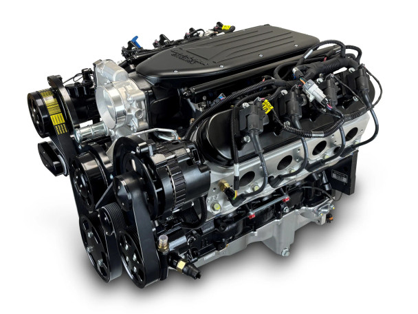 BluePrint Engines Pro Series LS 376CI 510HP Deluxe Dressed Crate Engine w/Black Pulley Kit PSLS3768CTFKB