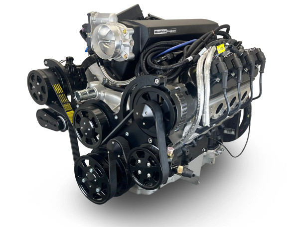 BluePrint Engines Pro Series LS 427CI 600HP Deluxe Dressed Crate Engine w/Black Pulley Kit PSLS4275CTFKB