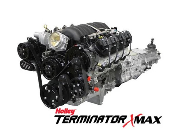 BluePrint Engines Builder Series LS 376CI 530HP Holley Terminator X EFI Long Block w/ Black Pulley Kit, TKX Manual Trans BLS3763KBTKX