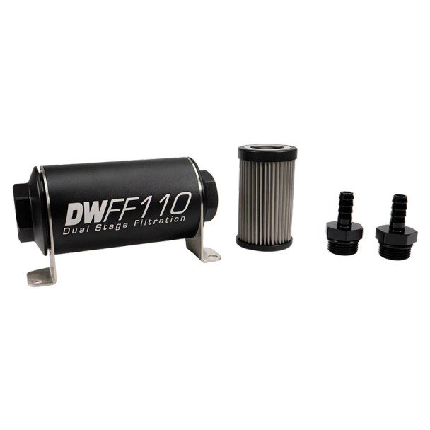 DeatschWerks 110MM In-Line Fuel Filter Kit 40 Micron 3/8" 8-03-110-040K-38 (8-03-110-040K-38)