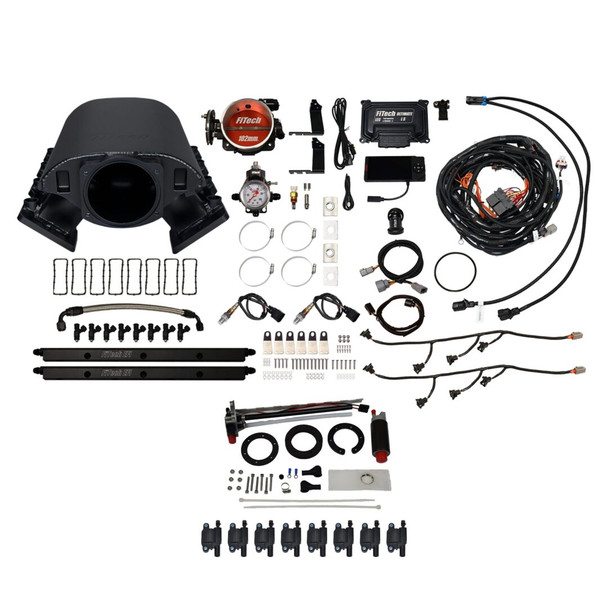 FiTech Ultimate Rebel LS 1000HP Cathedral Intake w/ Fuel Pump, Regulator, Trans Control, LS3 Coil 8 Pack Set 78693