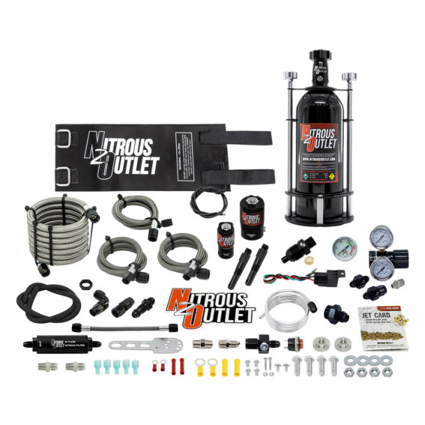 Nitrous Outlet Boost-N-Juice Dry Dual Nozzle System 50-300HP Level 3 w/5lb Bottle 00-10212-V-5