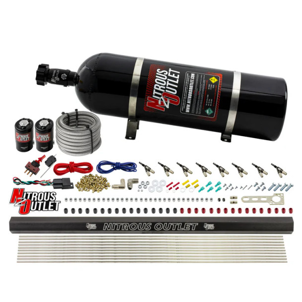 Nitrous Outlet LS/LT Direct Port Wet System Gas w/Single Rail/15lb Bottle 00-10472-H-R-15
