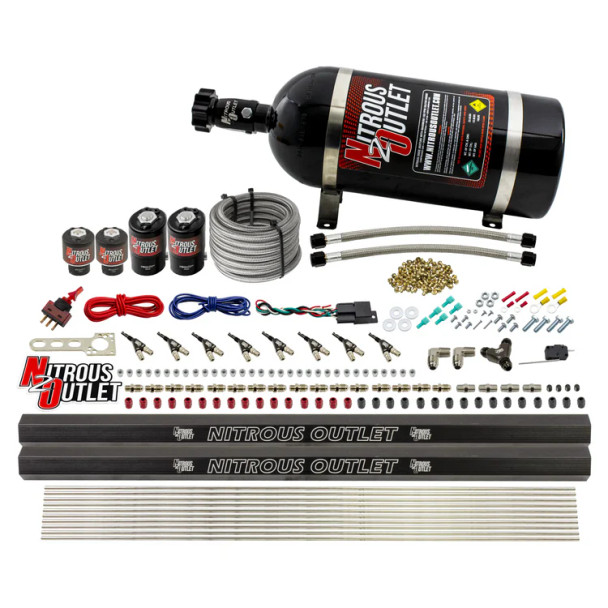 Nitrous Outlet LS/LT Direct Port Wet System E85 w/Dual Rails/10lb Bottle 00-10475-E85-L-R-10
