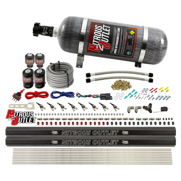 Nitrous Outlet LS/LT Direct Port Wet System 45-55psi Gas w/Dual Rails/12lb Bottle 00-10475-L-R-12