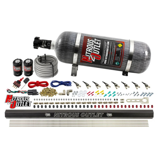 Nitrous Outlet LS/LT Direct Port Wet System Alcohol w/Single Rail/12lb Bottle 00-10472-ALC-H-R-12