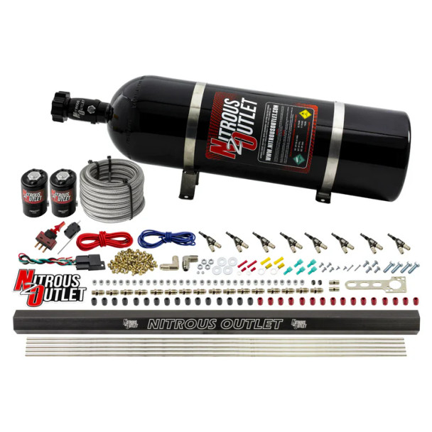 Nitrous Outlet LS/LT Direct Port Wet System Alcohol w/Single Rail/15lb Bottle 00-10472-ALC-H-R-15