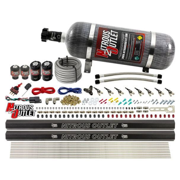 Nitrous Outlet LS/LT Direct Port Wet System E85 w/Dual Rails/12lb Bottle 00-10474-E85-L-R-12