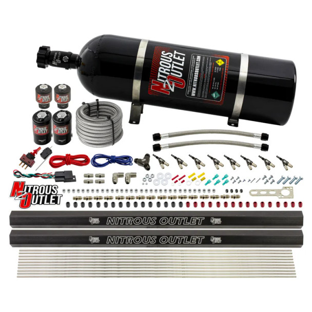 Nitrous Outlet LS/LT Direct Port Wet System E85 w/Dual Rails/15lb Bottle 00-10474-E85-H-R-15