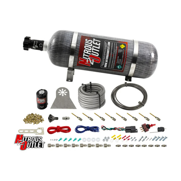 Nitrous Outlet LS/LT Direct Port Dry System .112 Nitrous w/Showerhead Distribution /Plate Fittings/12lb Bottle 00-10481-L-PF-Dry-12
